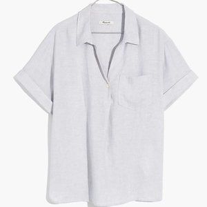 Madewell Linen-Blend Swenson Popover Shirt in Distant Lavendar
